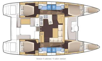 Yachtcharter lagoon450S 4cab layout