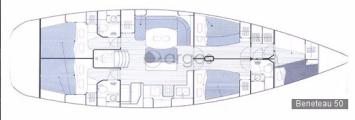 Yachtcharter beneteau50,2dc 3stock 3wc layout