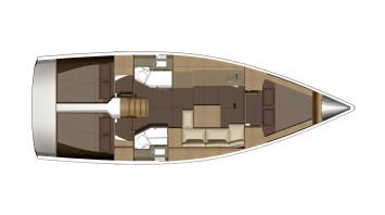 Yachtcharter dufozr382GL 3cab 2wc layout