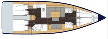 Yachtcharter Bavaria C45 4cab layout