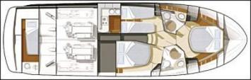 Yachtcharter Prestige 46 Grundriss 3Cab 2 WC