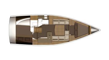 Yachtcharter dufour 382 layout 2cab 1wc