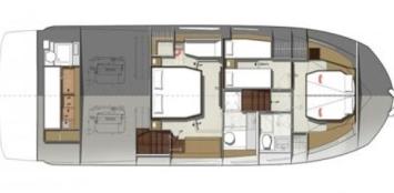 Yachtcharter prestige 520 layout 3cab