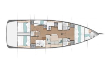 Yachtcharter Sun Odyssey 490 5 cab Layout