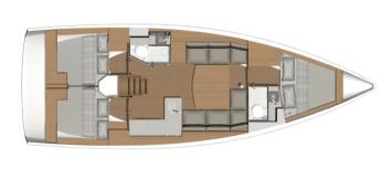 Yachtcharter Dufour 390 layout 3cab 2WC