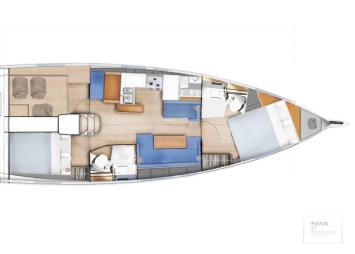 Yachtcharter Sun Odyssey 410 2cab layout