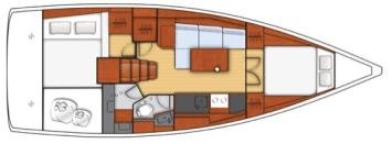 Yachtcharter Oceanis 38.1 2cab layout