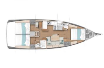 Yachtcharter Sun Odyssey 440 3 cab Layout