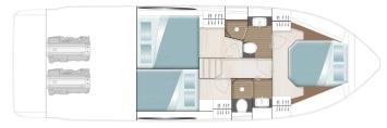 Yachtcharter Sealine C390 layout(3cab)