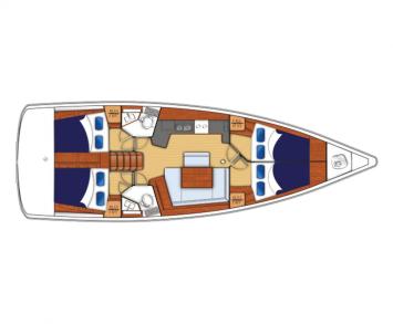 Yachtcharter Moorings 45.4 4 cab Layout