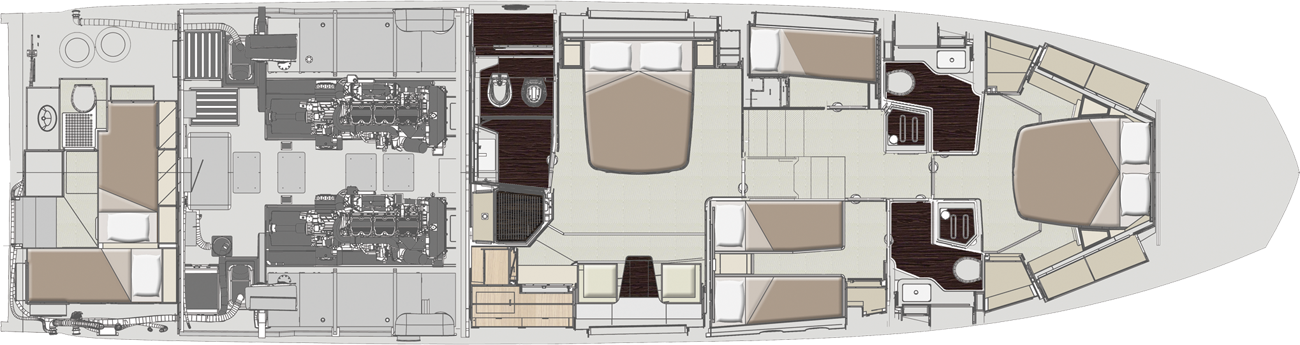 Yachtcharter Azimut 66 4cab layout