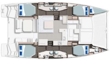 Yachtcharter Leopard45 4Cab 4W layout