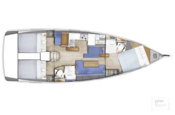 Yachtcharter Sun Odyssey 410 layout 3cab