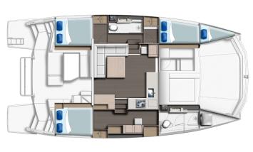 Yachtcharter Leopard43 PC 3cab layout