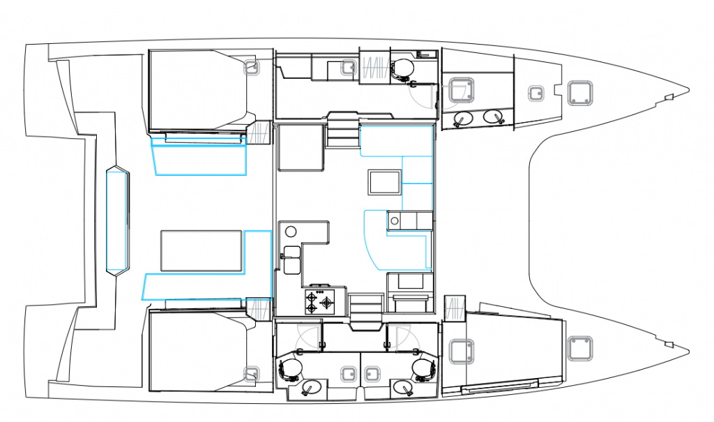 Yachtcharter Nautitech46 Fly 3cab layout