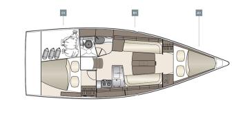 Yachtcharter dehler34 2cab layout