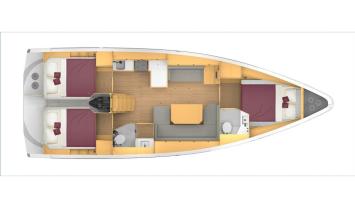 Yachtcharter Bavaria C42 3cab layout