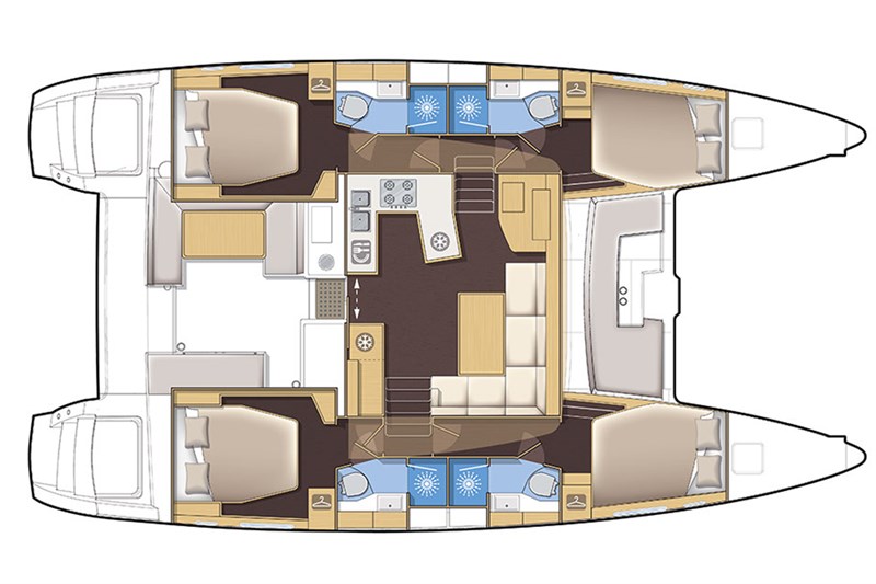 Yachtcharter lagoon450S 4cab layout