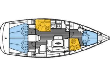 Yachtcharter Bavaria 39 Cruiser 3cab layout