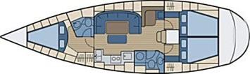 Yachtcharter Bavaria 42 Customline 3cab layout