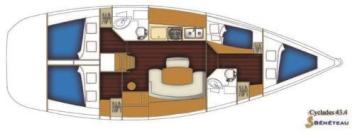 Yachtcharter Oceanis 43.3 4cab layout