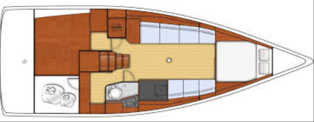 Yachtcharter Oceanis 38 Day Sailer 1cab layout