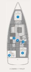 Yachtcharter Oceanis 41.1 2cab layout