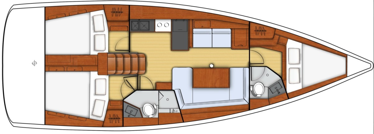 Yachtcharter Oceanis 413 3cab layout