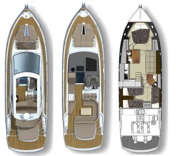 Yachtcharter Cranchi M 44 HT 2cab layout