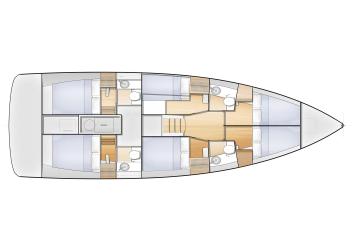 Yachtcharter Sun loft 47 5cab layout