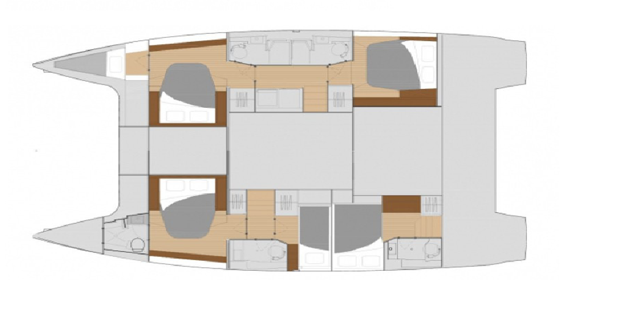 Yachtcharter Fountaine Pajot Saona 47 Quintet 5cab layout