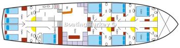 Yachtcharter gulet perla del mar 8cab layout
