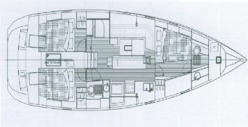 Yachtcharter Ovni 445 4cab layout