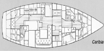 Yachtcharter Hallberg Rassy 49 4cab layout