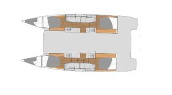 Yachtcharter Fountaine pajot new 45 cab layout