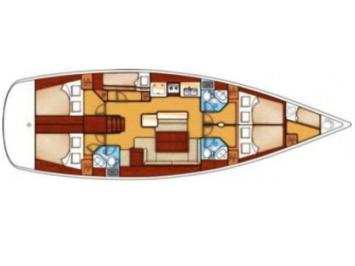 Yachtcharter Oceanis 50 Family 5cab layout