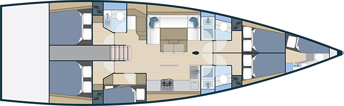 Yachtcharter More 55 4cab layout