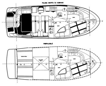 Yachtcharter mirakul 30 hard top 2cab layout