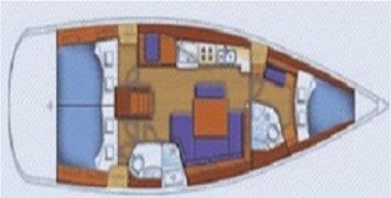 Yachtcharter Oceanis 43 3cab layout