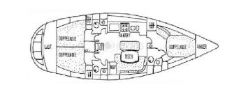 Yachtcharter Oceanis 461 layout 3 Cab 3 WC