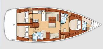 Yachtcharter Oceanis 54 3cab layout