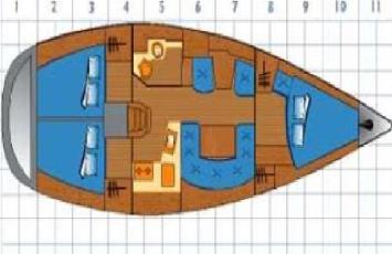 Yachtcharter Sun Odyssey 40 3Cab layout