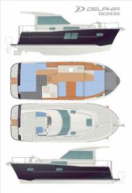 Yachtcharter Delphia800_Escape_layout