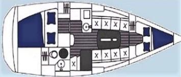 Yachtcharter Sun Odyssey 32.1 2cab Layout