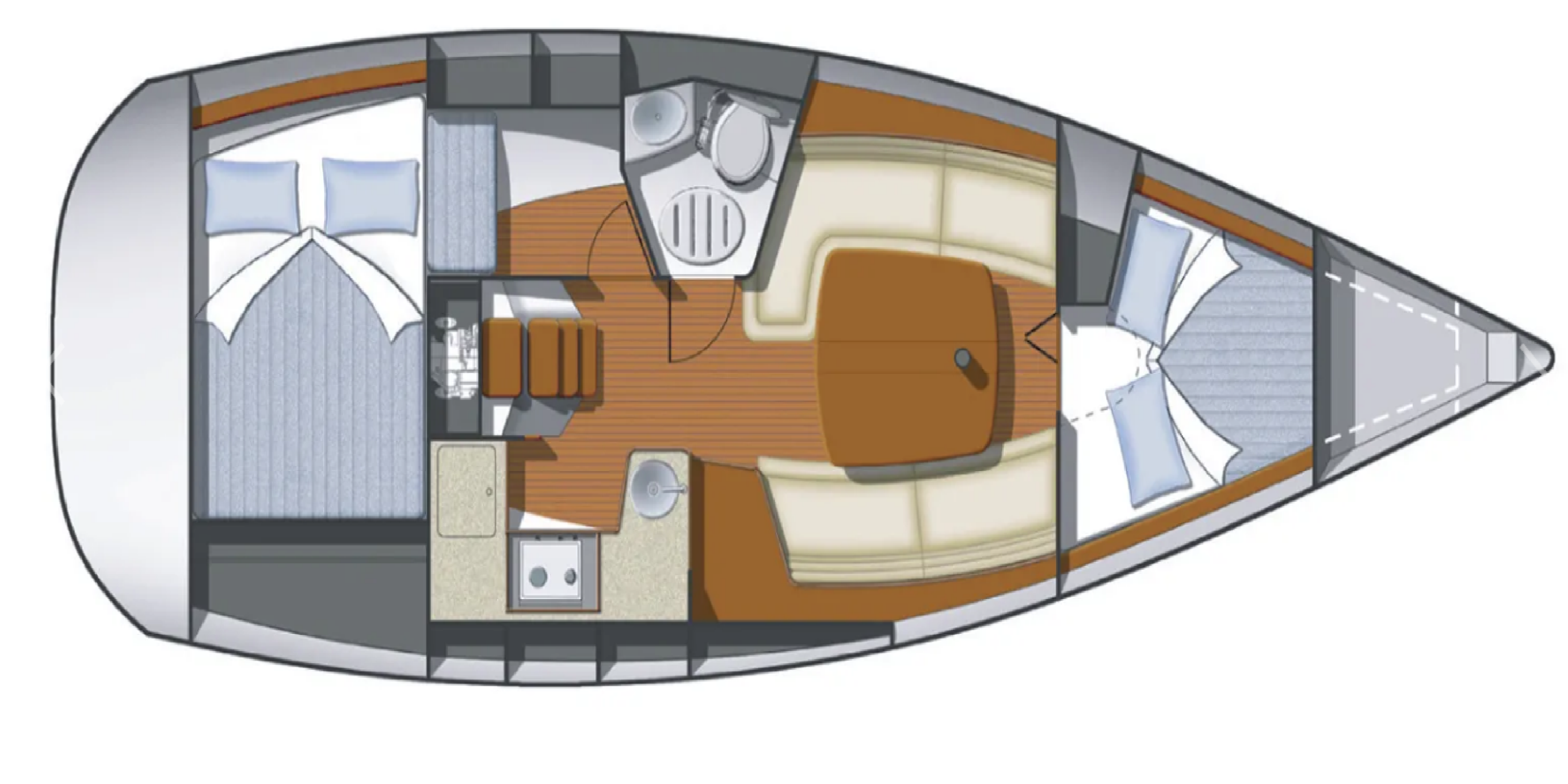 Yachtcharter Sun Odyssey 32 i 3cab Layout