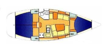 Yachtcharter Sun Odyssey 37 3Cab Layout