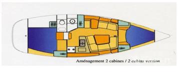 Yachtcharter Sun Odyssey 37 2Cab Layout