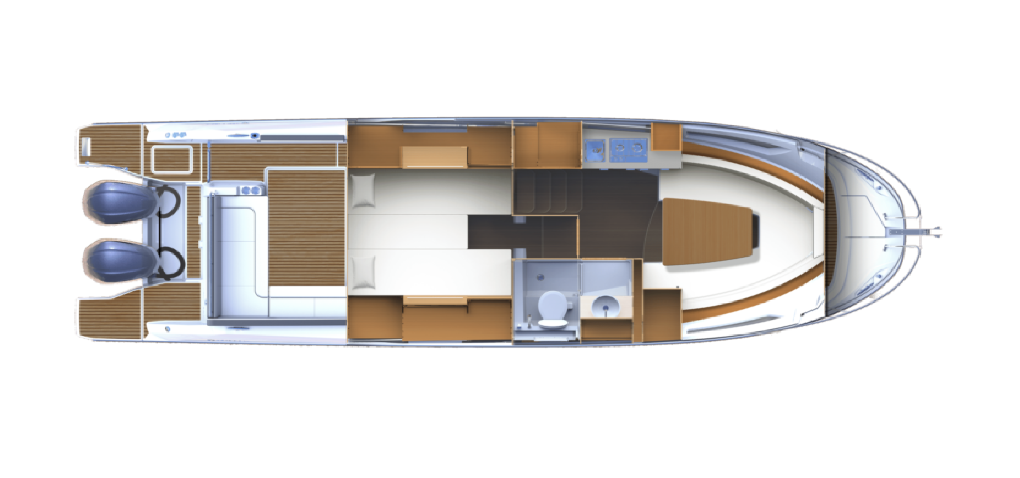 Yachtcharter Jeanneau cap camarat 10.5 WA 2cab Layout