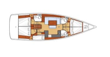 Yachtcharter Oceanis 48 5 cab Layout