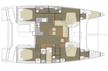 Yachtcharter Dufour 48 Catamaran cab 5 Layout